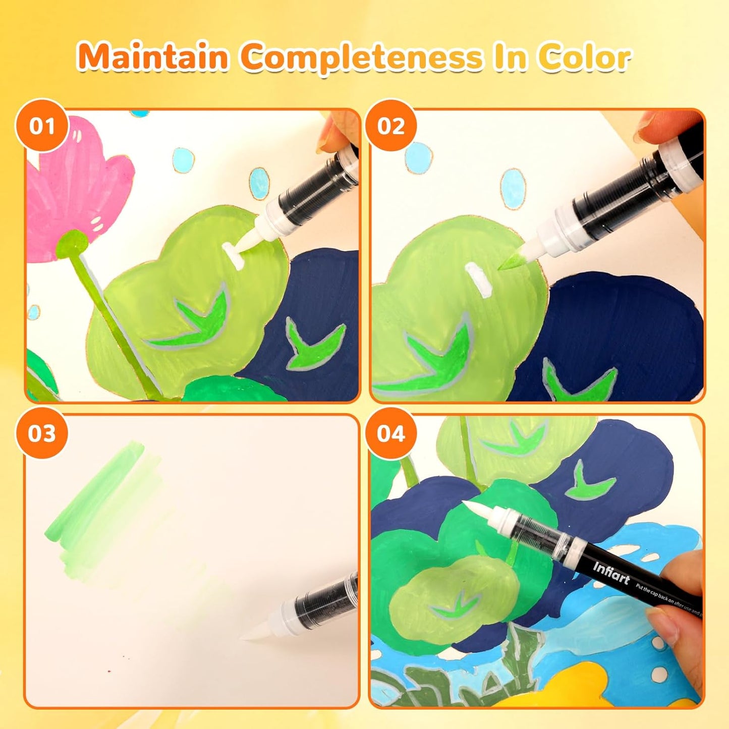 Automatic Ink Control Acrylic Paint Markers Brush Tip 120 Colors Acrylic Paint Pens Water-Based Acrylic Markers Set for Stone, Wood, Rock Painting, Canvas, Glass, DIY & Art Supplies