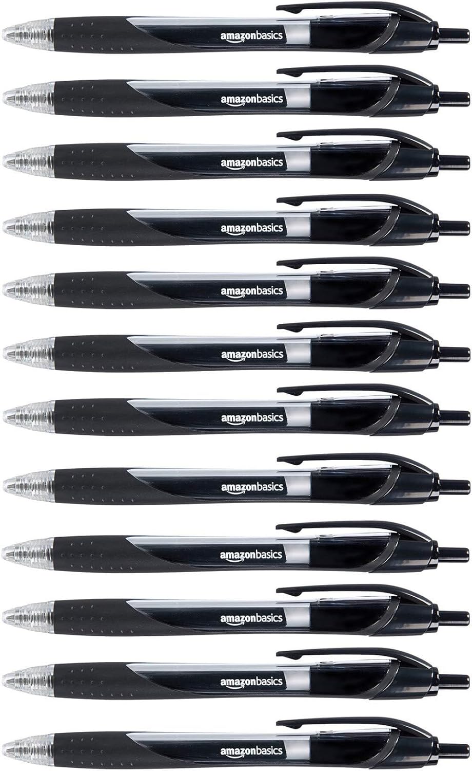 Amazon Basics Retractable Gel Ink Pens, Fine Point, Smooth Writing, Black, 12-Pack