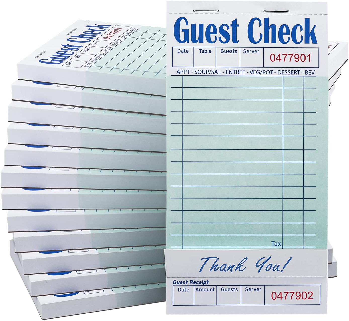 Batrical Guest Checks Server Note Pads 1000 Sheets Waitress Notepad for Restaurants (20 Books) 3.5" x 6.75" Per Ticket Book