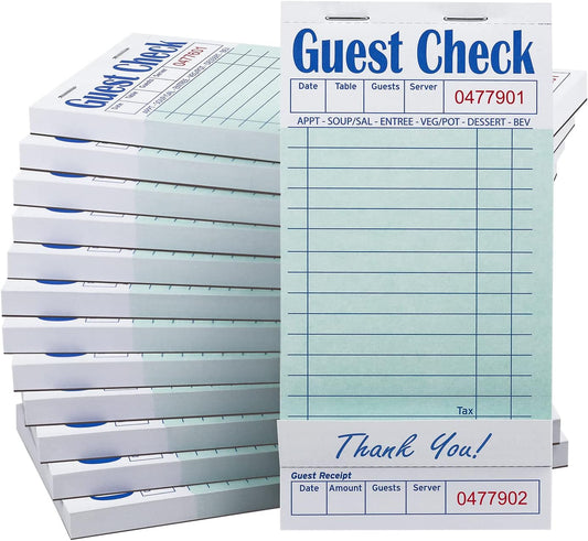 Batrical Guest Checks Server Note Pads 1000 Sheets Waitress Notepad for Restaurants (20 Books) 3.5" x 6.75" Per Ticket Book