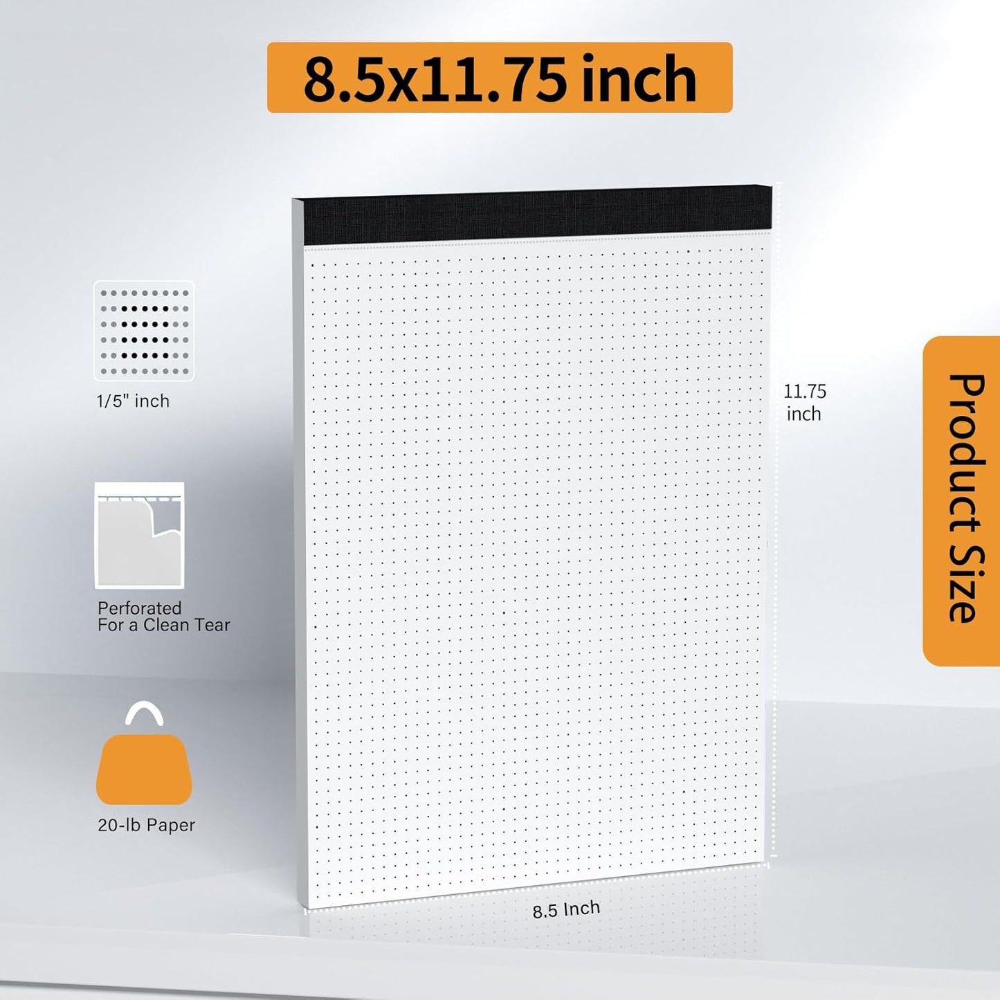 Dot Grid Desk Notepad 2 Pack 8.5 x 11 Dot Paper Pad, 30 Sheets per Pad, White, 5x5 (5 Dots per inch), Easy-Tear Perforations, 8.5"x11" Dot Grid Paper Note Pad