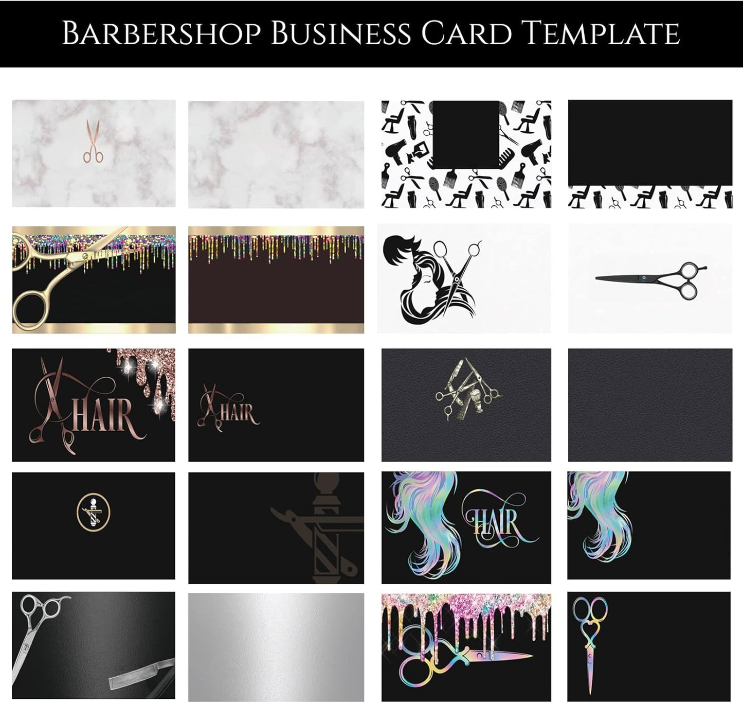 Custom Business Cards Personalized Business Cards for Small Business 300gsm Matte Paper Front & Back Sides Printed 3.5" x 2" - Barbershop Template