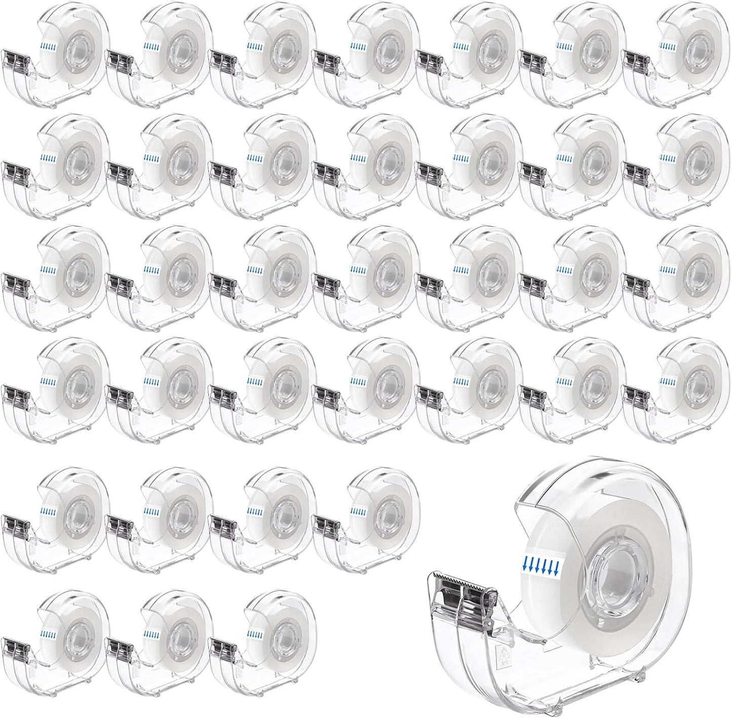 36 Pcs Transparent Tape with Dispenser, 0.7 in x 1000 in Clear Tapes and Refillable Dispensers, Office Tape Rolls with Dispenser Bulk for Craft Jobs, Gift Wrapping, Repairing, Home and School