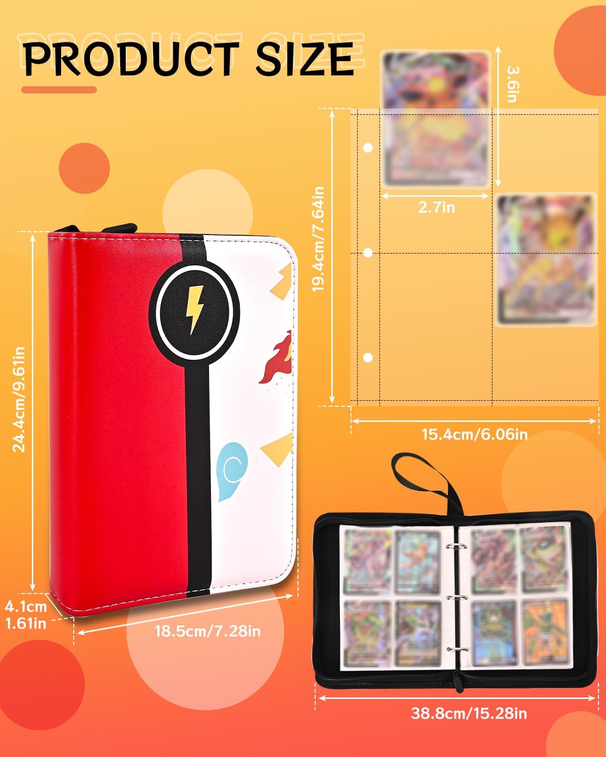 Card Binder for Card, 4-Pocket Trading Card Albums with 50 Removable Sleeve Cards Holder Collection Binders, Card Folder 400 Cards Capacity