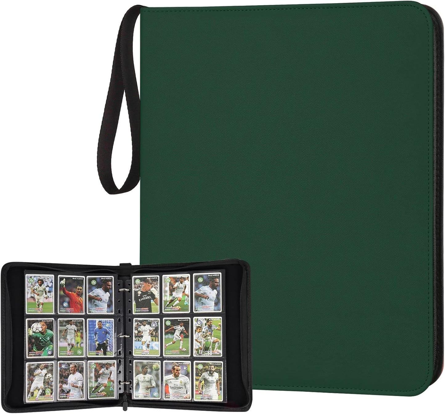 9 Pocket Card Binder, Premium Zip Trading Card Binder, 720 Double Sided Pocket PU Card Collection Binder, Collector Card Album, Card Folder for MTG, TCG, Sports Cards, Game Cards (DARK GREEN)