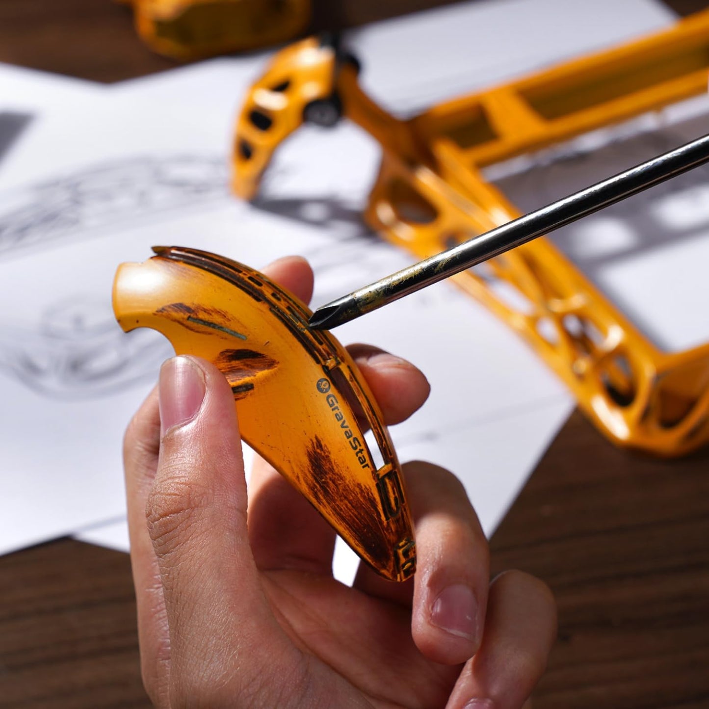 GravaStar Mercury K1 Pro Wireless Mechanical Gaming Keyboard, Aluminum Alloy 75% Layout, Hot-Swappable RGB Custom Keyboard with Linear Switches – Handcrafted Battle-Worn Yellow Edition