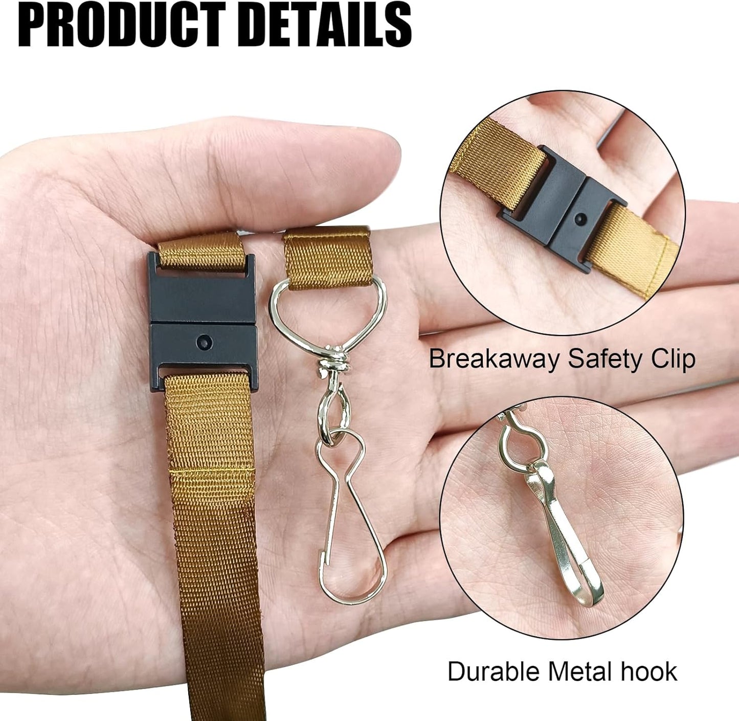 DE Breakaway Lanyards for Id Badges,Teacher Lanyard with with J-Hook Bulk Flat Lanyards for Name tag ID Badges Holder