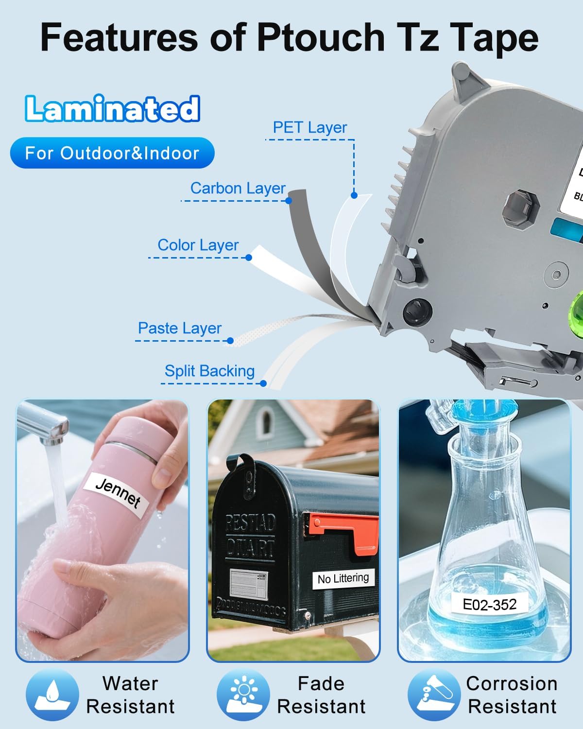 TZe-231 Label Tape 12mm Replacement for Brother Label Maker Tape 12mm 0.47 Laminated White TZ-231 TZe231 TZ Tape Work for Brother P Touch PT-H110 PTD210 D220 D400 D600 1280, 4PK