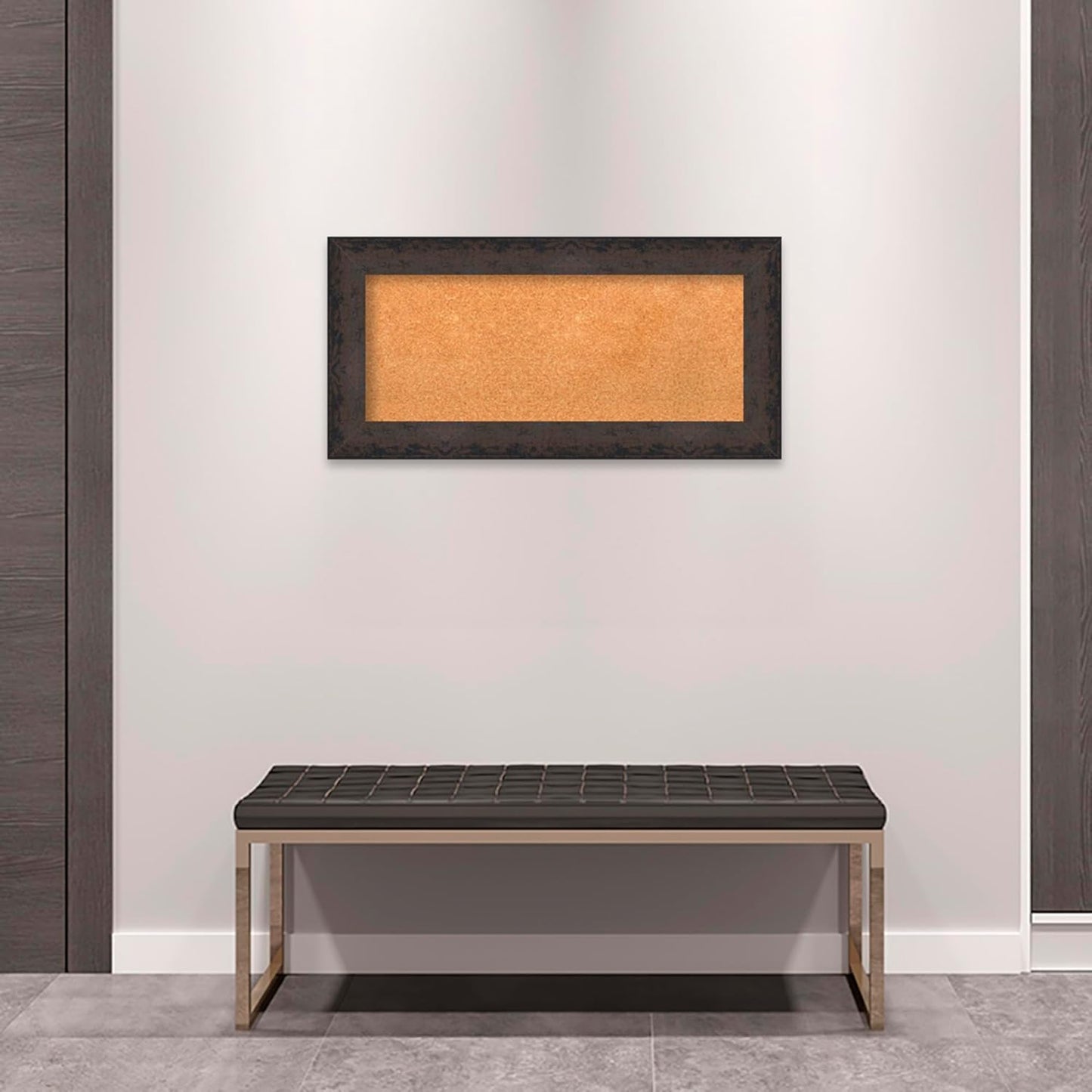 Amanti Art Natural Cork Board for Wall, 17x35 Vision Board with Black Wood Frame, Medium Corkboard Office Decor for Home Organization, Modern Corkboard Pinboard to Display Items for Home Organization