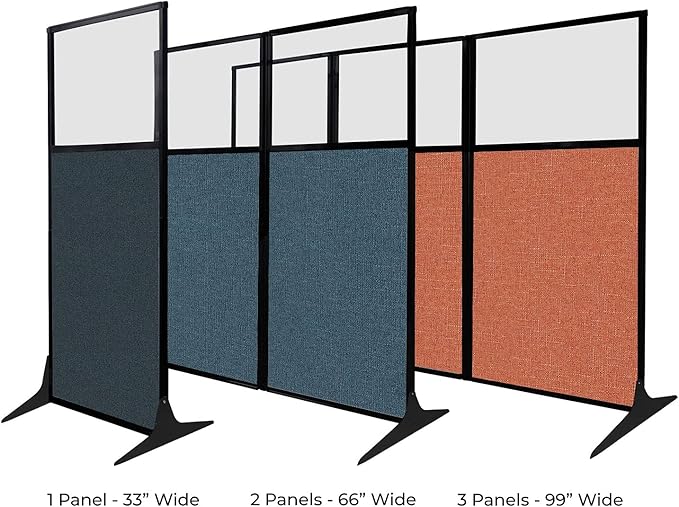 Versare Workstation Partition | Portable Wall Divider | Modern Office Cubicle | Free Standing Privacy Screen | Flexible Work Space | 33" x 70" Royal Blue Fabric Panels