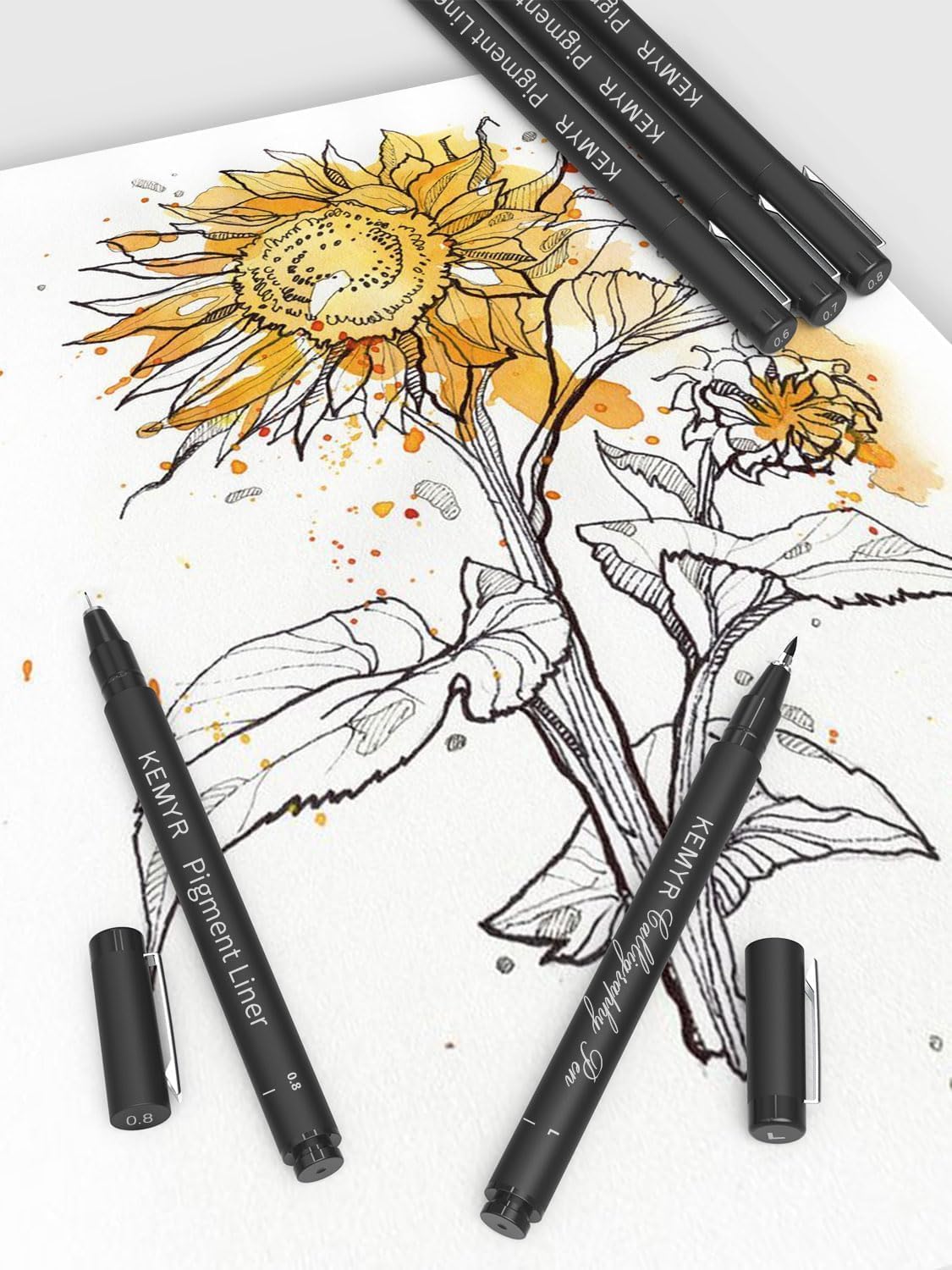 4 Micro Fine liner Drawing Art Pens Calligraphy Pens: 1.0mm Size Black Art supplies Waterproof Archival Black Ink Markers For Artists,Use for Professional Watercolor,Sketching