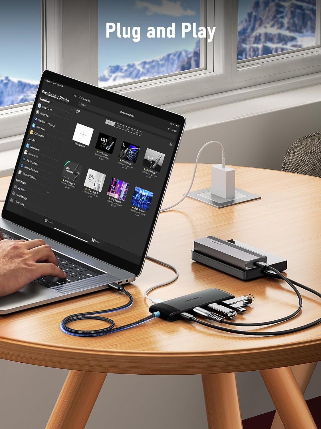 USB C Hub with 10Gbps 2 USB3.2 & 2 USB C 3.2, Charging Port, USB Port Extender for MacBook Pro/Air, Acer Aspire, HP Dell Laptops, iPad Pro, iPhone 15/15 Pro Max, etc., 1.97ft Cable