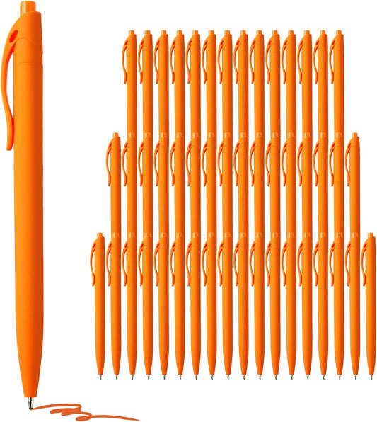 deegtran Pens Bulk, 50 Pack No Bleed Orange Click Pen, Wholesale Retractable Ballpoint Pens, Pens Medium Point, Smooth Ink Pen, 1.0MM Orange Ink