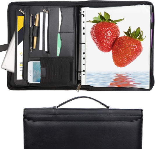 Yodo Zipper Padfolio Portfolio Binder Organizer PU Leather Portfolio for Resume, Legal Documents, Tablet, Business Supplies and Cards,3-Ring Binder with Handle, Notepad Folder for Men & Women