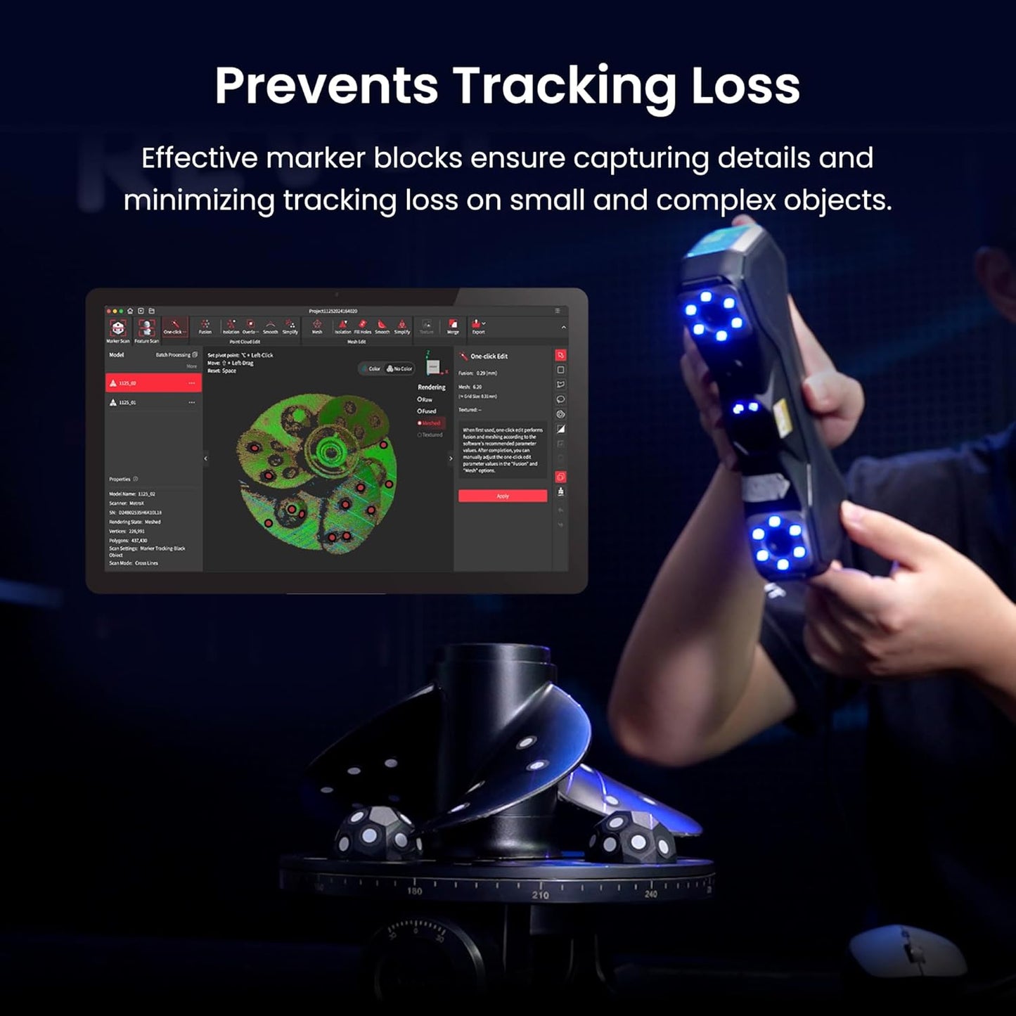 Revopoint 3D Marker Tape for 3D Scanning, 6.0 mm 3D Scanning Markers for 3D Scanners, 3D Tracking Dots Reference Point for Preventing Tracking Loss and Enhance Accuracy, 30 m Length with 725 Markers