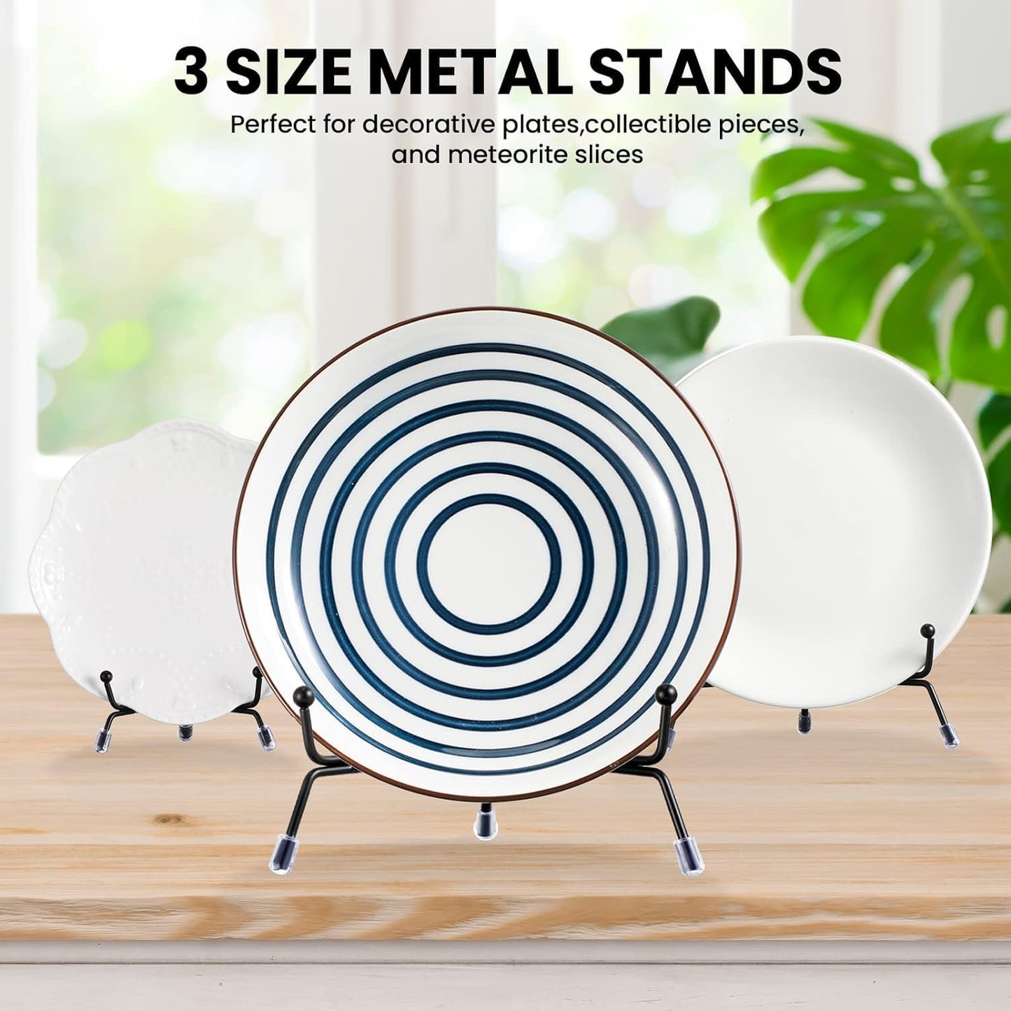 Chumia 18 Pcs Anti Slip Plate Stands for Display, Black Iron Easel Plate Holder Picture Frame Holder Stand for Display Decorative Photo Tabletop Artwork (6, 8, 10 Inch)