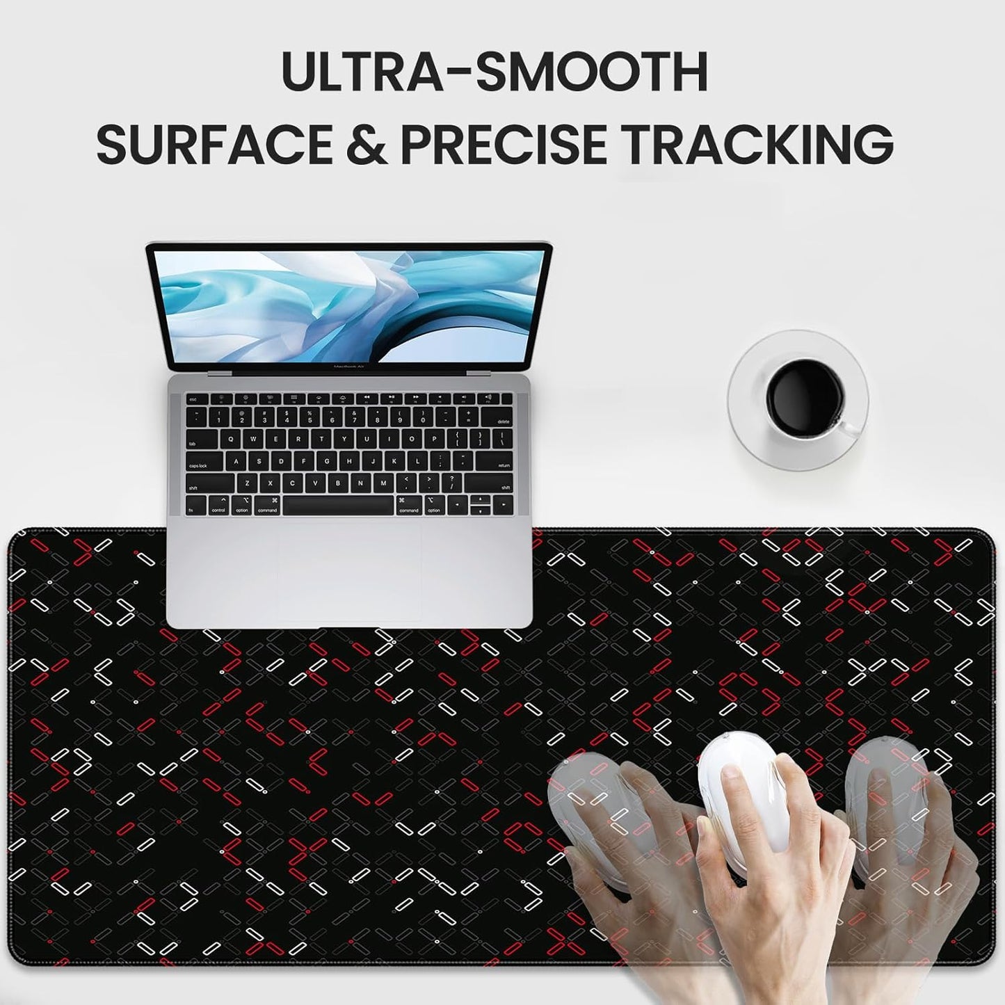 35.4 x 15.7 inches, Large Desktop Mouse pad, Keyboard and Mouse Pads for Work and Home Computers, and Large Laptop Mouse mat，Red and White Checkered