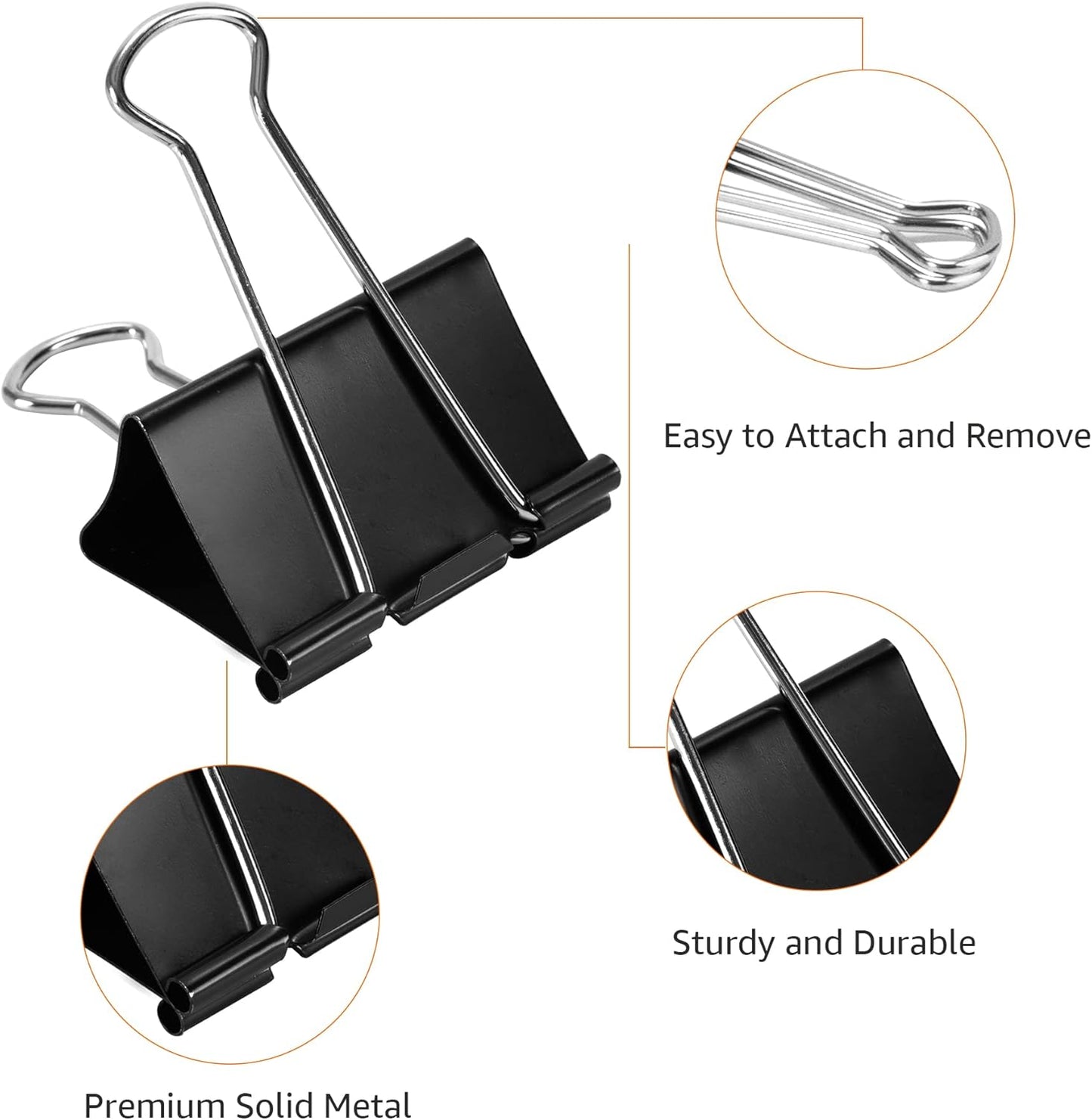 Amazon Basics Sturdy Binder Clips for Office Use, 96 Count (8 Pack of 12), Medium, 1.25 in, Black