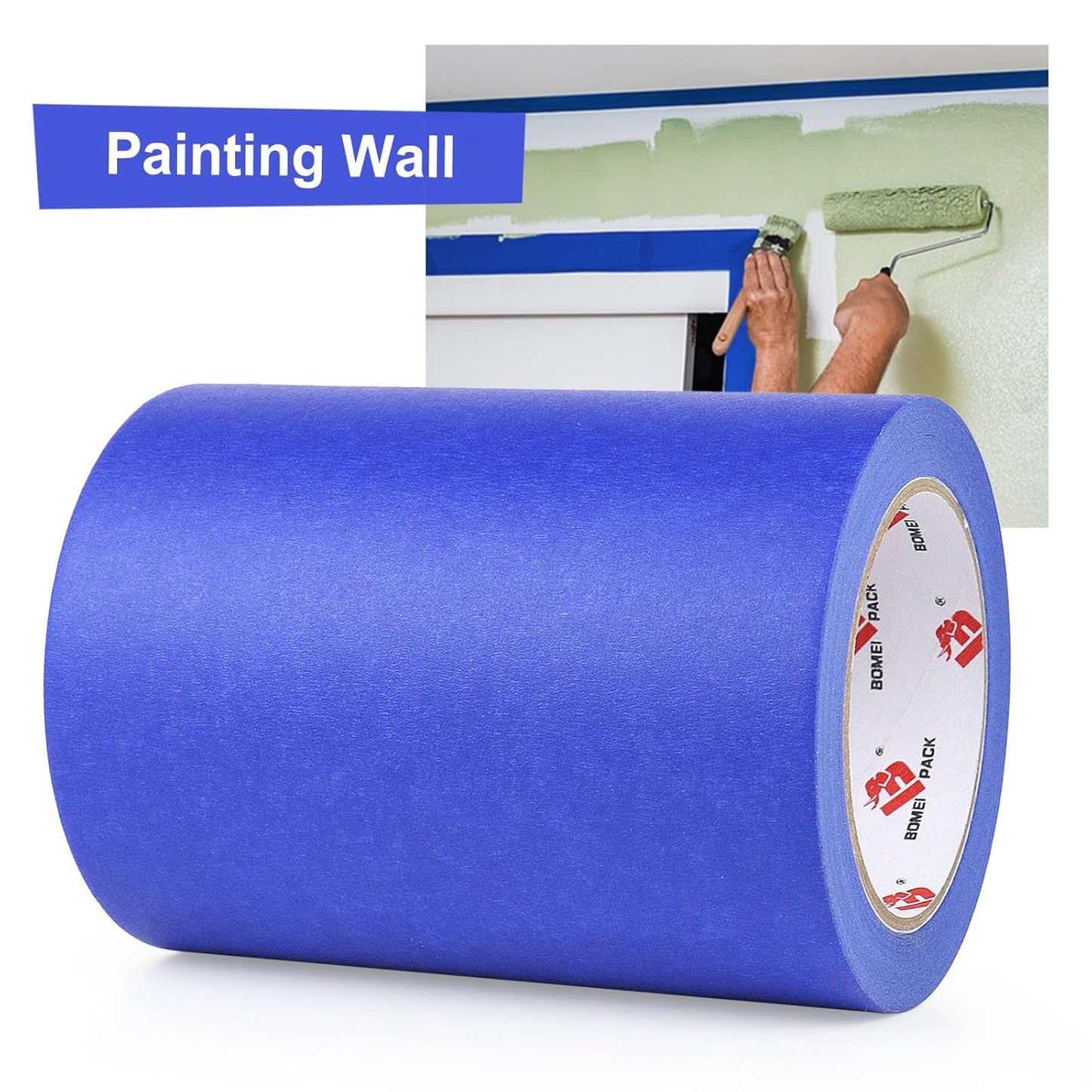 BOMEI PACK Wide Blue Painters Tape 6 Inches x 40 Yards, 3D Printing Tape for Laser Cutting, 21-Day Clean Removal Wide 6'' Masking Tape