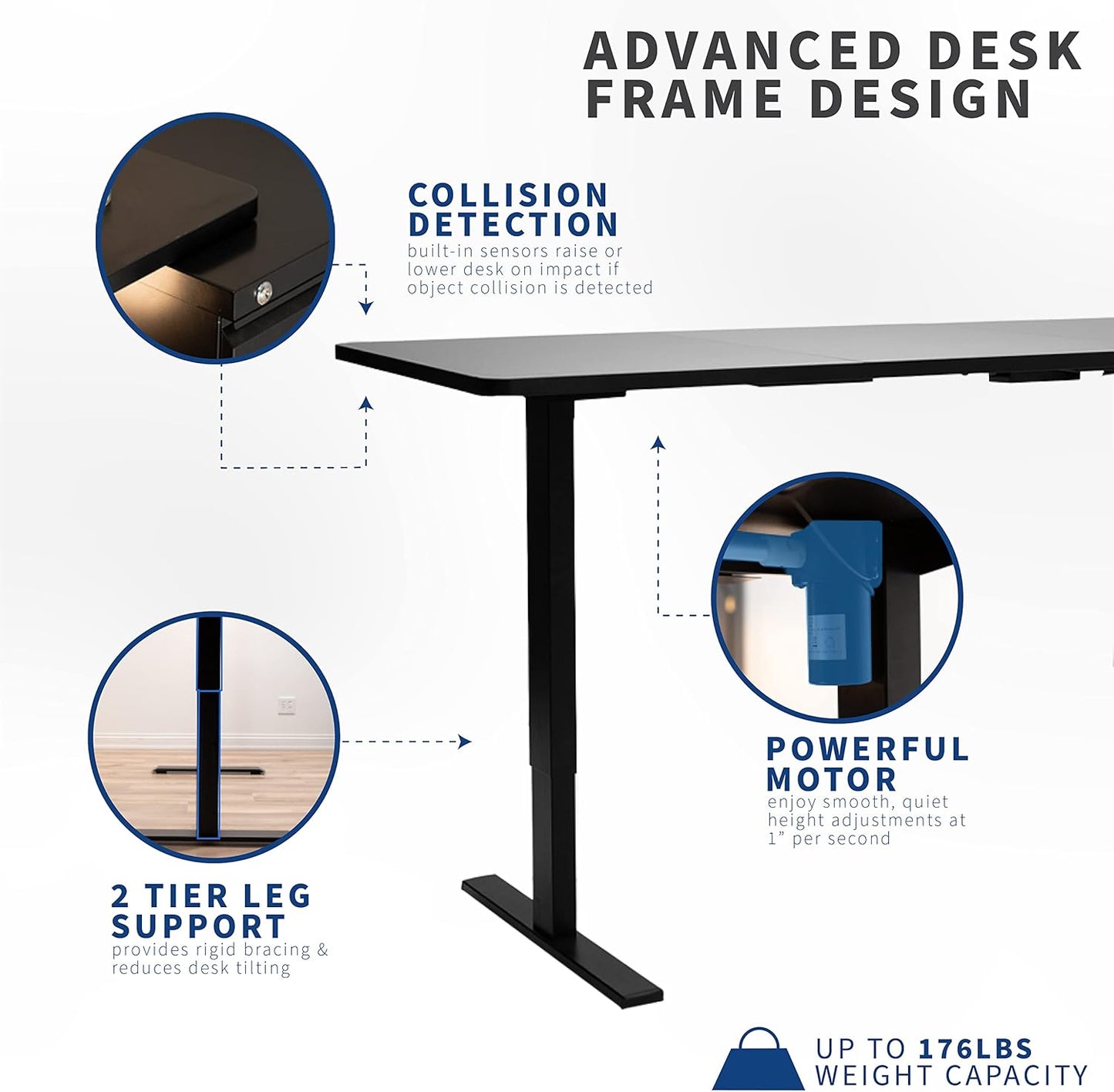 VIVO Electric 43 x 24 in Standing Desk, Memory Height Adjustment, 1B Series, One-Piece Light Wood Top, White Frame, DESK-KIT-1W4C