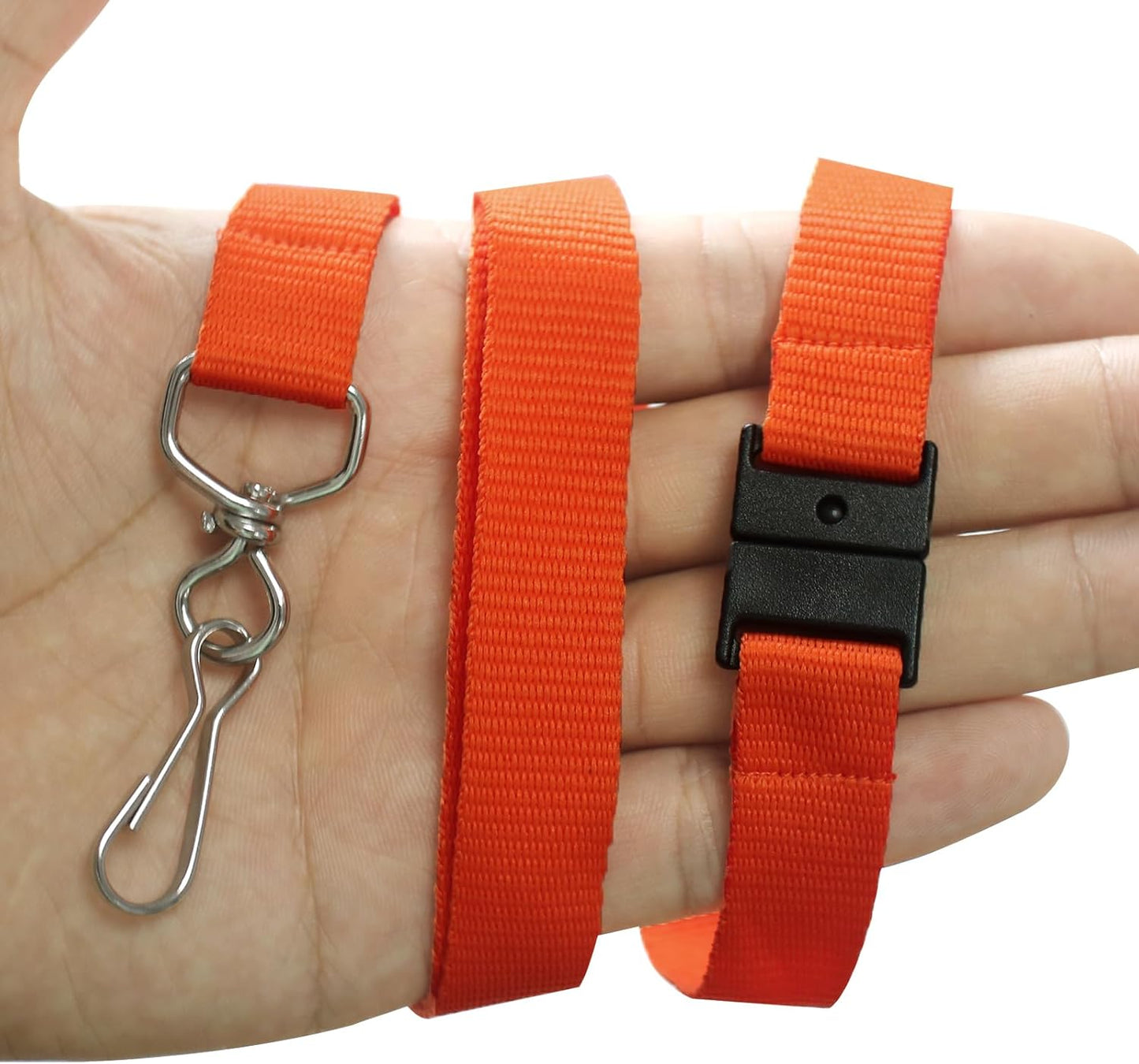 66 Pcs Breakaway Lanyards with Swivel J Hook Premium Bulk Flat Safety Lanyards for ID Badges, Schools, Students, Coaches, Festivals, Volunteers and Team Activities (Orange)