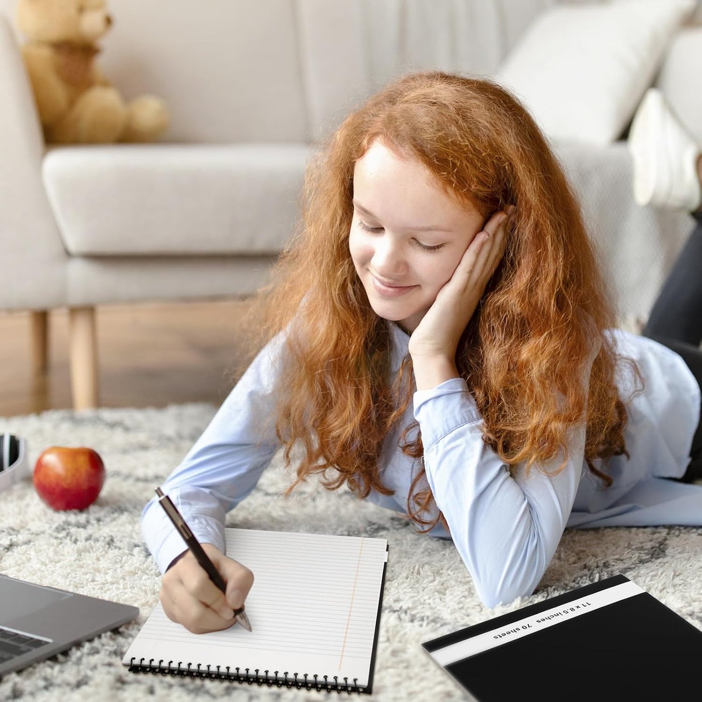 6 Pcs Legal Pad Top Spiral Bound Notebook 70 Sheets Wirebound Notepad Double Sided Ruled Memo Steno Pad with Stiff Back Cover for Business(8.5 x 11 Inches,No Holes,White)