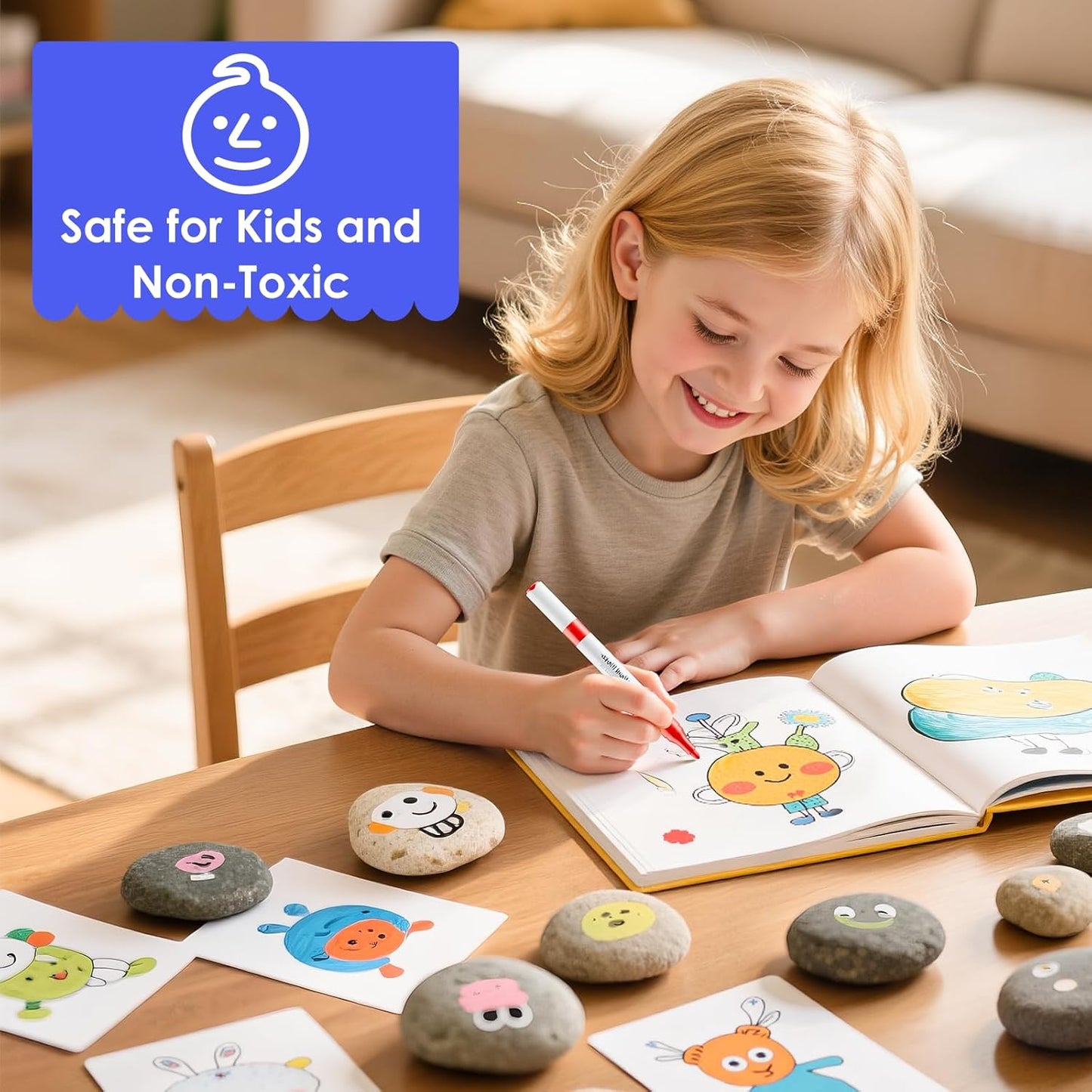 80 Colors Dual Tip Acrylic Paint Markers, Fabric Markers, Brush Tip Permanent Acrylic Paint Pens for Wood, Glass, Rocks, Paper, Coloring book,Ceramic,Canvas DIY Crafts for Adults,Kids and Art Supplies