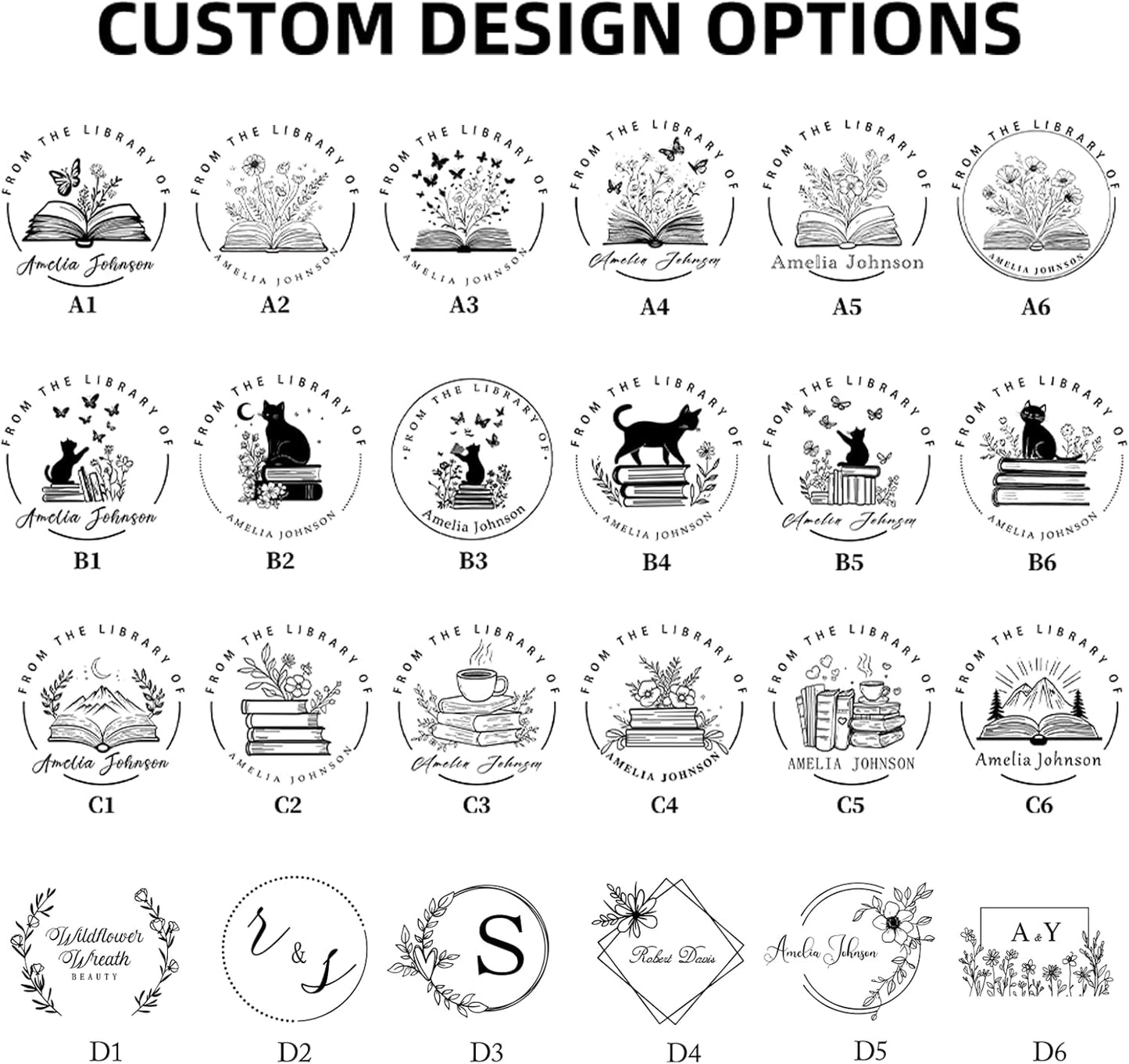 Book Embosser Personalized | Embosser Stamp Custom | Ex Libris | Book Stamp Personalized | from The Library of | Floral Book Press | Library Stamp Personalized (Rose Gold)