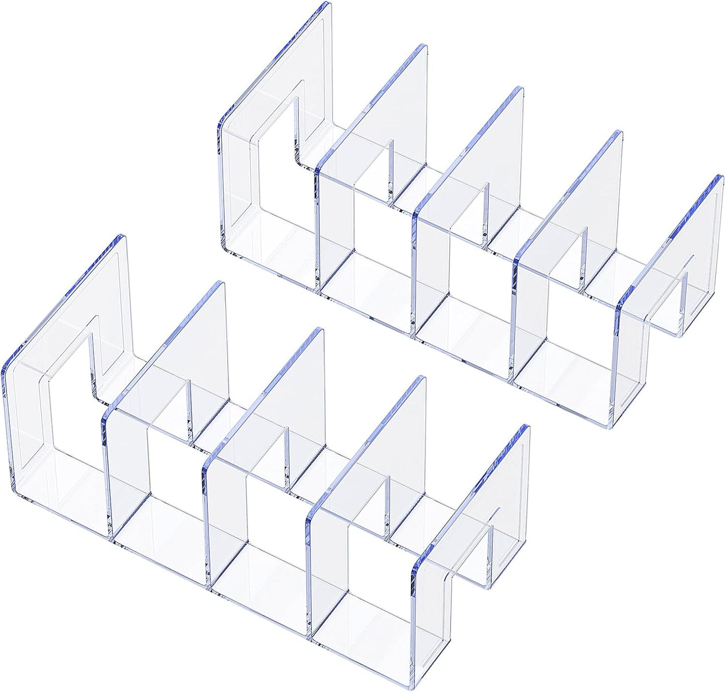 LUGUNU Clear Acrylic Purse Organizer - 4-Section Divider for Handbag Closet Storage - Durable Rack for Purses, Clutches More (Set of 2)