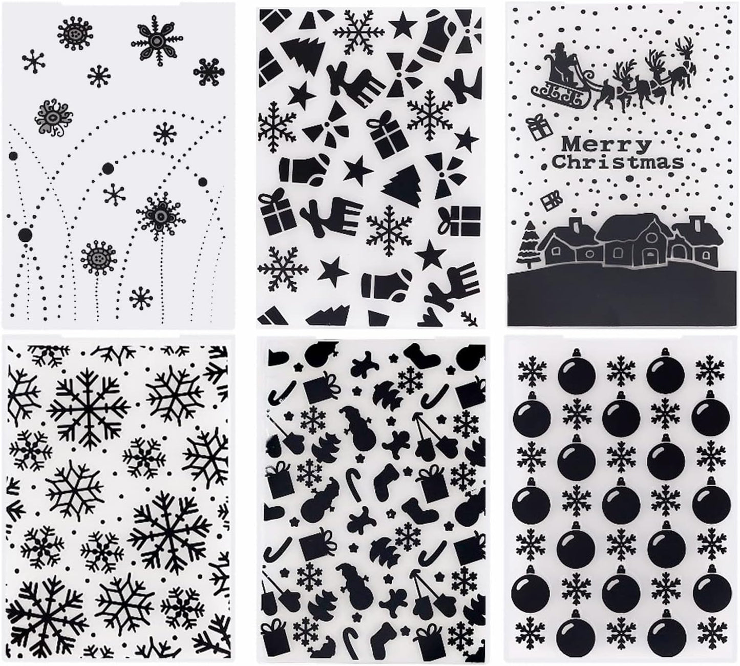 Christmas Plastic Embossing Folders Christmas Snowflake Leaves Deer Stencil for Scrapbooking Card Making,Template DIY Craft Paper Card Background Embossing Folder for Photo Album Decoration