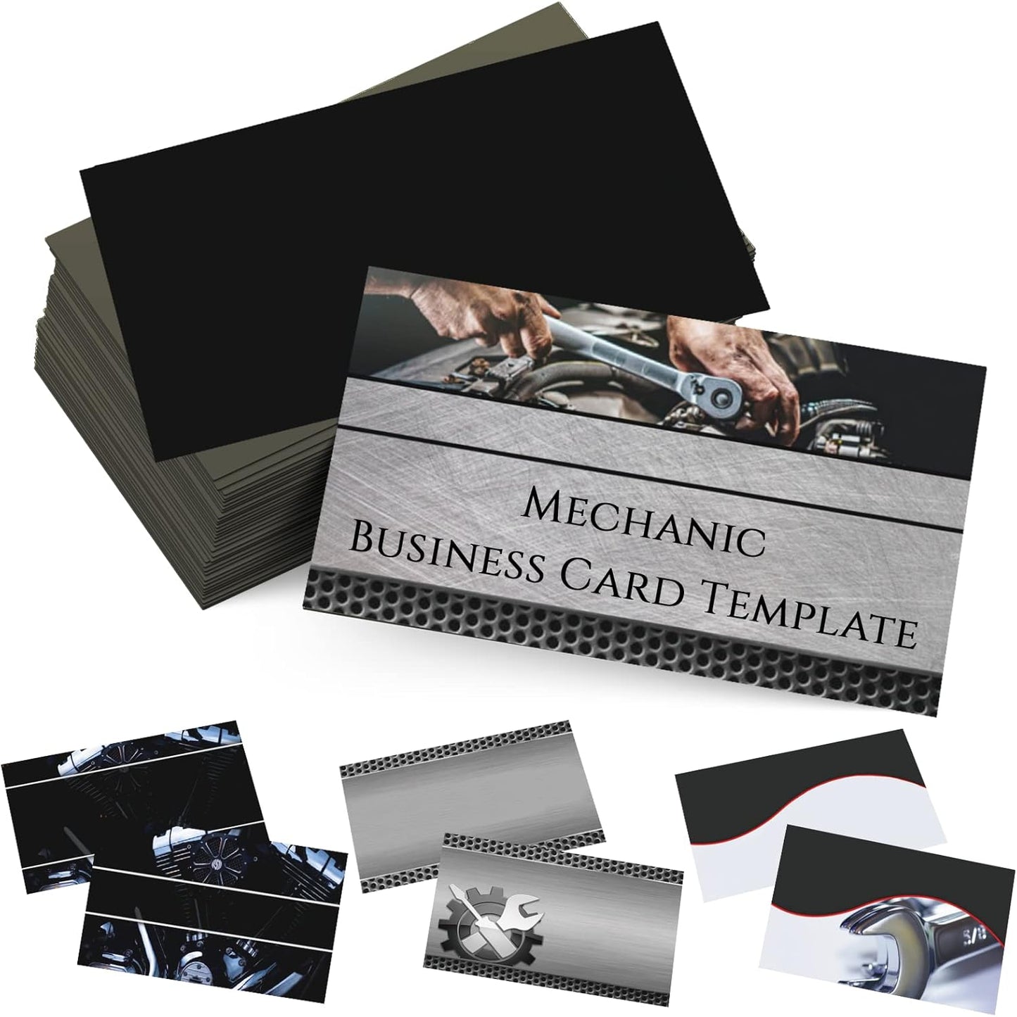 Custom Business Cards Personalized Business Cards for Small Business 300gsm Matte Paper Front & Back Sides Printed 3.5" x 2" - Mechanic Template