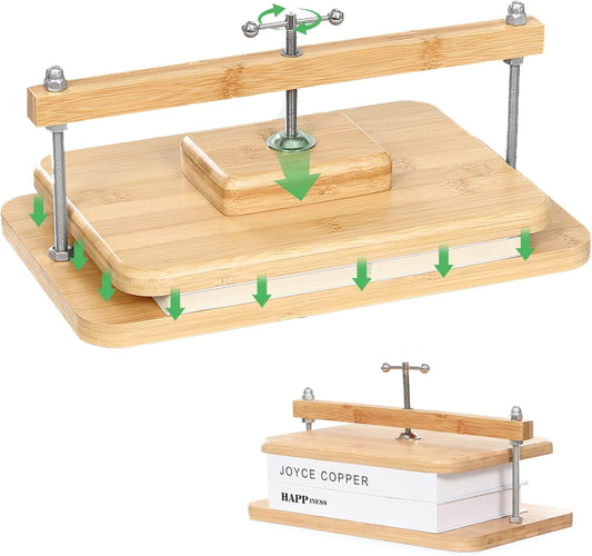 Book Press, 11 * 7.9 in Bamboo Wooden Book Binding, Portable Books Binding for DIY & Beginners Bookbinding