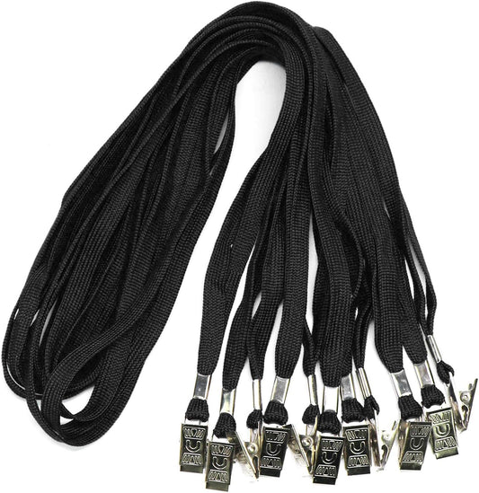 Badge Lanyards Neck Bulk Cruise Lanyards Black Lanyard with Clip for ID Card Name Tags Badge Holders (Black, 100 Pack)
