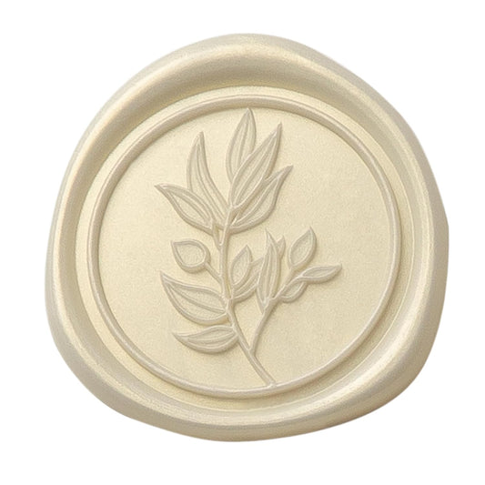 PONATIA Wax Seal Stickers - 50 Pcs Eucalyptus Self- Adhesive Wedding Invitation Seal Stickers, Perfect for Invitation Cards, Envelopes, Christmas, Gift Wrapping, Party (Champagne)