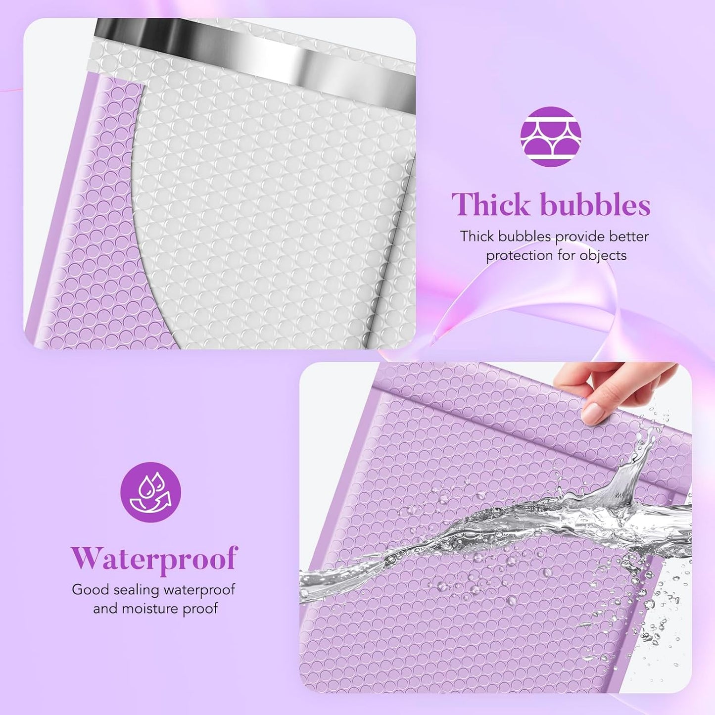Fuxury Large Bubble Mailers 10.5x16" 40 Pack Self Seal Padded Envelopes Waterproof Mailing Envelopes Bubble Padded Mailers for Packaging, Small Business #5 Lavender