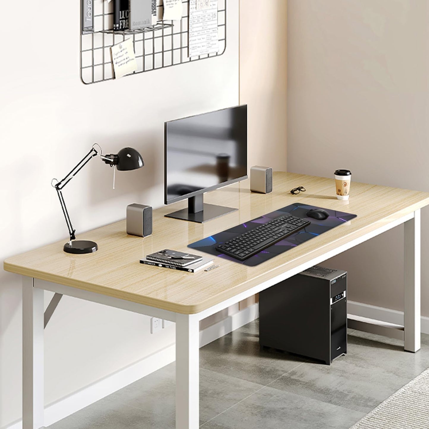 Cool Polygons Desk Pad Mouse Pad,Large XL Technology Mouse Mat with Stitched Edges,Non-Slip Rubber Base Mousepad for Office PC Keyboard Laptop and Home Work Desk Mat(27.5X11.8 in)