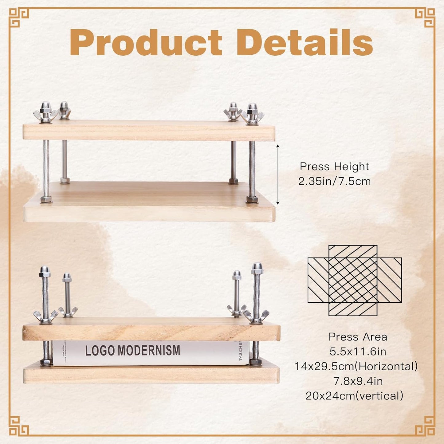 Book Press, Wooden Book Press Bookbinding, Portable Binding Press for Bookbinding, Binding Supplies for DIY Bookbinding Easy Assemble