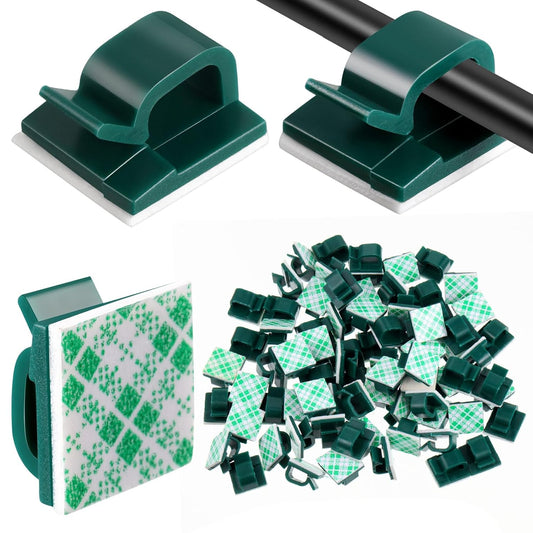 Blulu 100 Pcs Adhesive Cable Clips Bulk Wire Holder for Cord Organizer Clips Cable Management Outdoor Light Hooks for Christmas Wall String Lights Fairy Lights