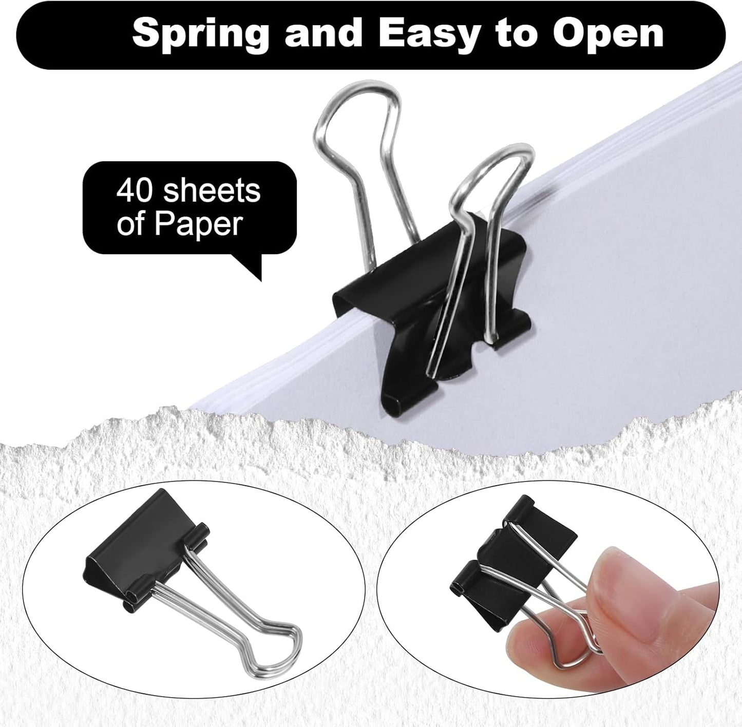 Ufmarine 60 Pcs Small Binder Clips 3/4 Inch Length, Black Small Paper Clips for Office, Standard Size