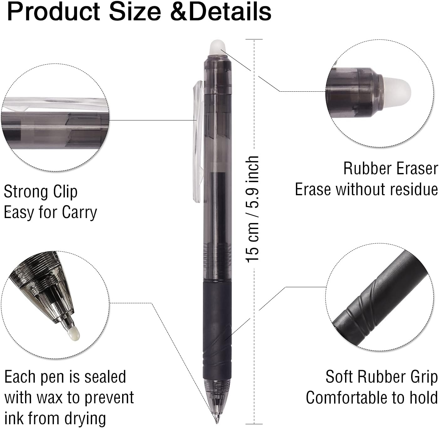 8 Pack Retractable Erasable Gel Pens Clicker Fine Point 0.7mm, Make Mistakes Disappear Comfort Grip for Drawing Writing Planner and School Supplies, Assorted Color Inks