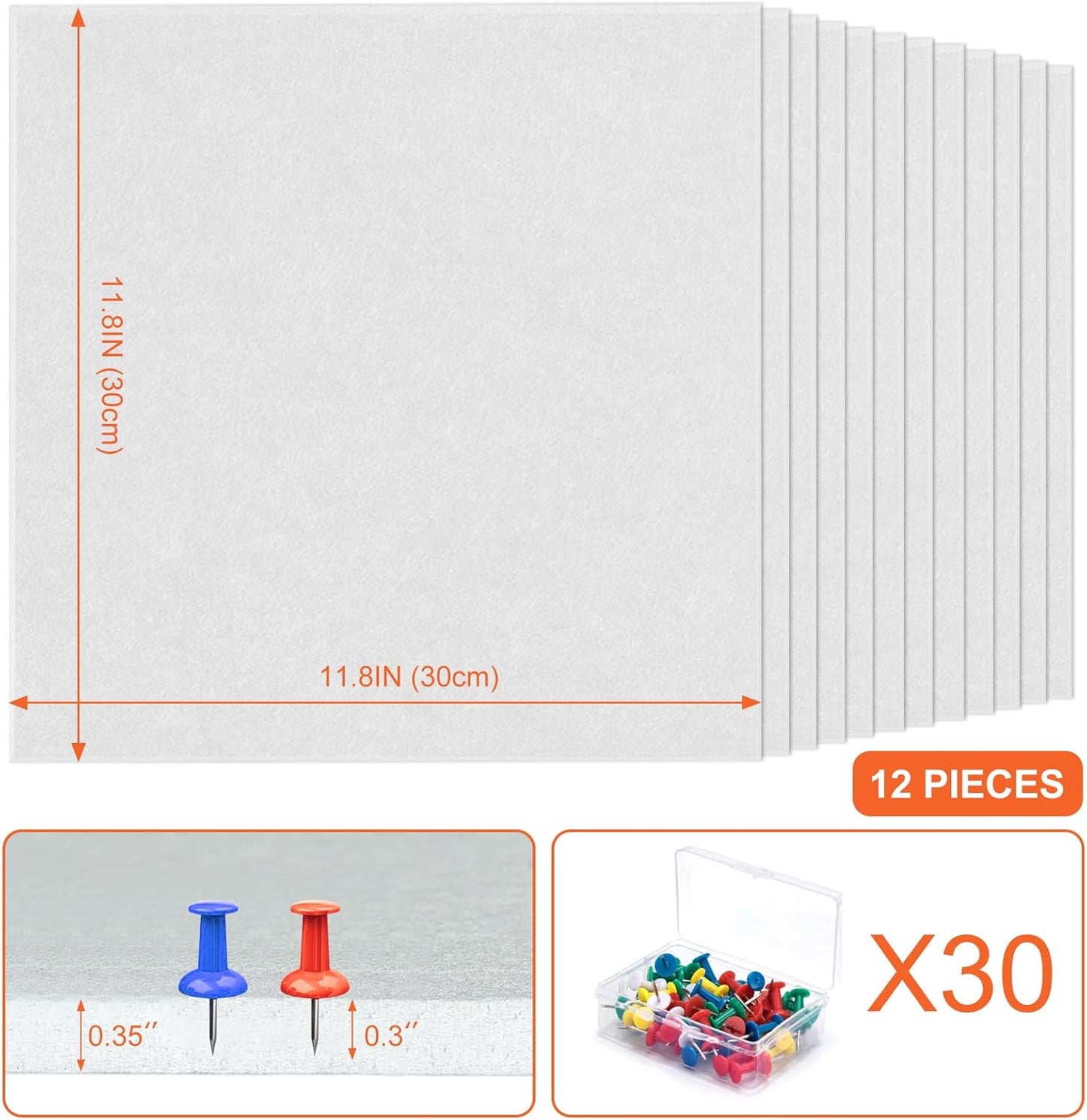 Cork Boards for Walls 48" x 36" Felt Board Alternative, 12 Pack Felt Wall Tiles Bulletin Board, Large Cork Board for Office Pin Board Tack Board Cork Boards