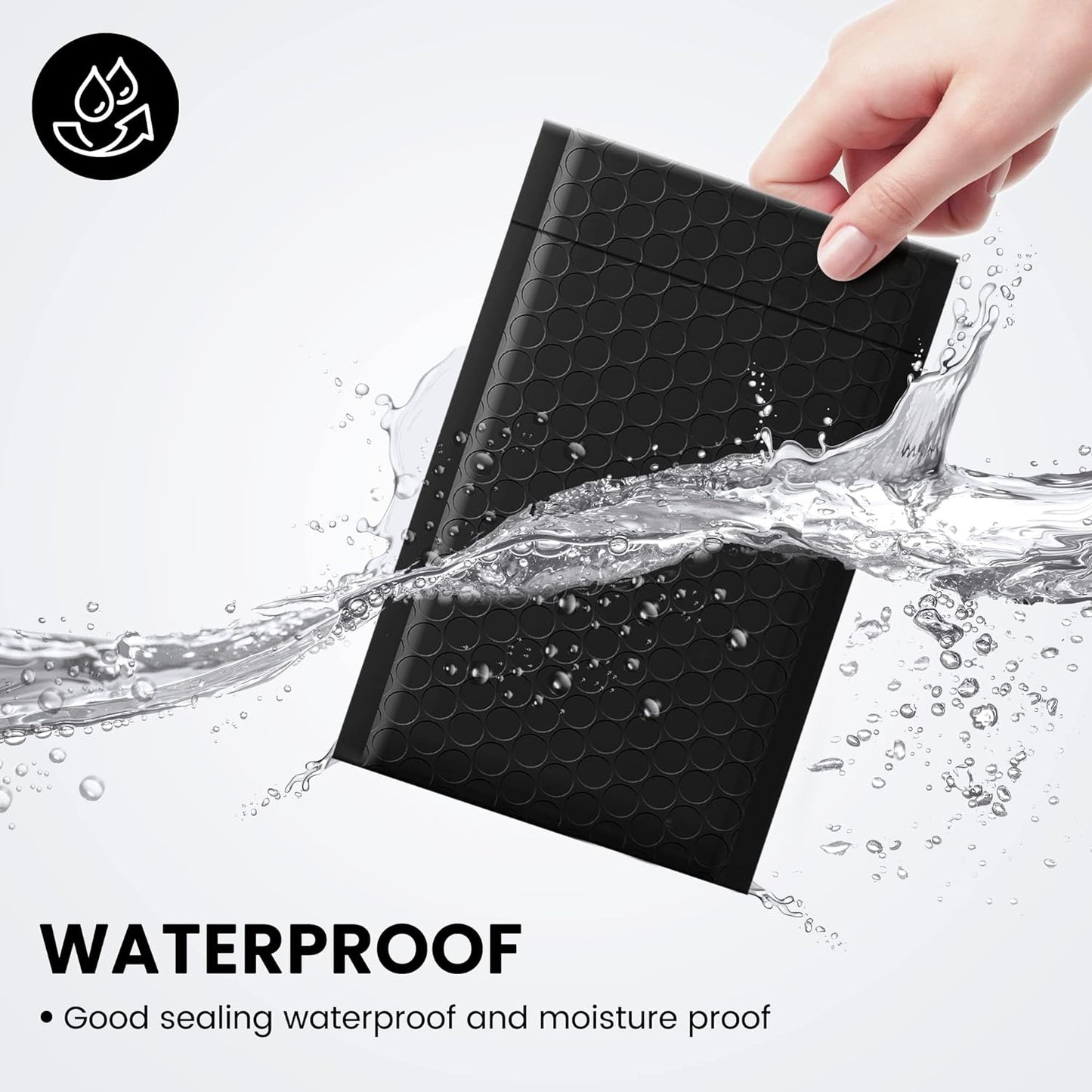 Fuxury Black Bubble Mailers 4x8" 100 Pack Waterproof Padded Envelopes Usable Size 4x7" Self Seal Bubble Envelopes Padded Mailers for Small Business, Envelope Mailers
