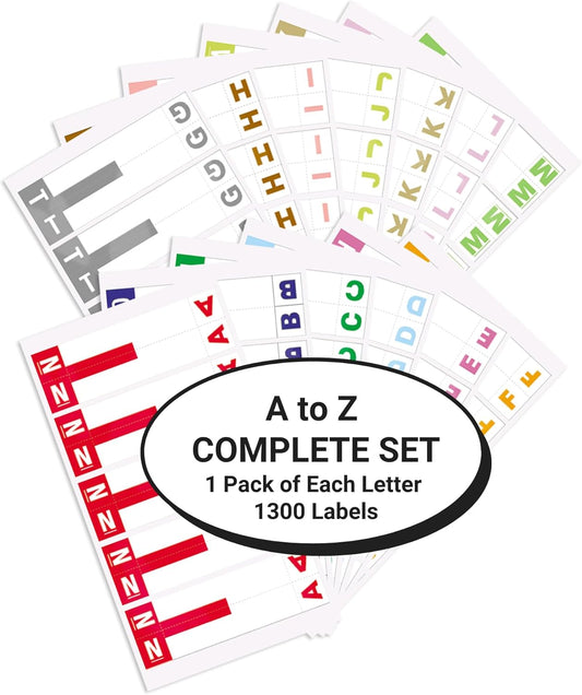 Alphabet Labels for File Folders, A to Z Complete Set, NO File Box and Indexes, Doctor Stuff, 100 Stickers of Each Letter, 1300 Labels, Compatible with Smead SNCC Series, Medical Chart Labels