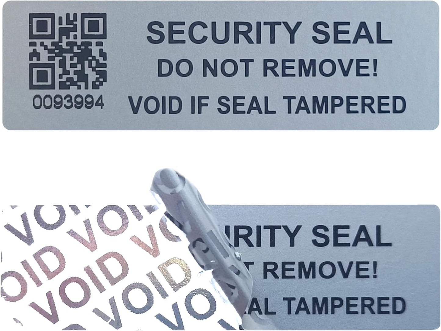 200pcs Security Warranty Void qrcode Stickers with Serial Number Tamper Proof Evident Sealing Label for Package(2x0.6 inches,Matte Silver)