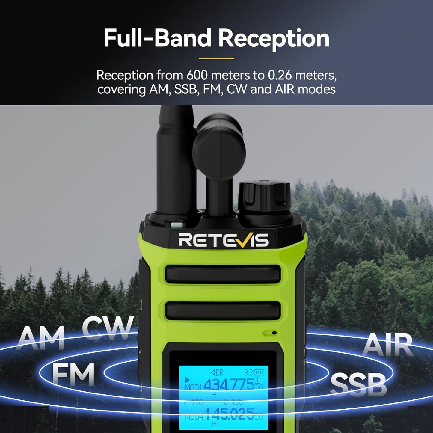 Retevis A3 Ham Radio, Quad-Band Transmission Handheld Radio, Rugged Durable Two Way Radio, NOAA Weather Alert, 3 Antennas, 2800mAh, USB-C, Emergency Long Range Walkie Talkies