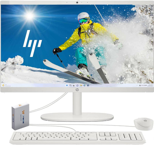 HP 2025 New 22 Inch All-in-One Desktop Computer • 20GB RAM • 512GB PCIe SSD • Intel CPU • Ultra-Quiet Design • Microsoft Office Trial • Wi-Fi 6 • White KB & Mouse • WOWPC Recovery USB • Windows 11