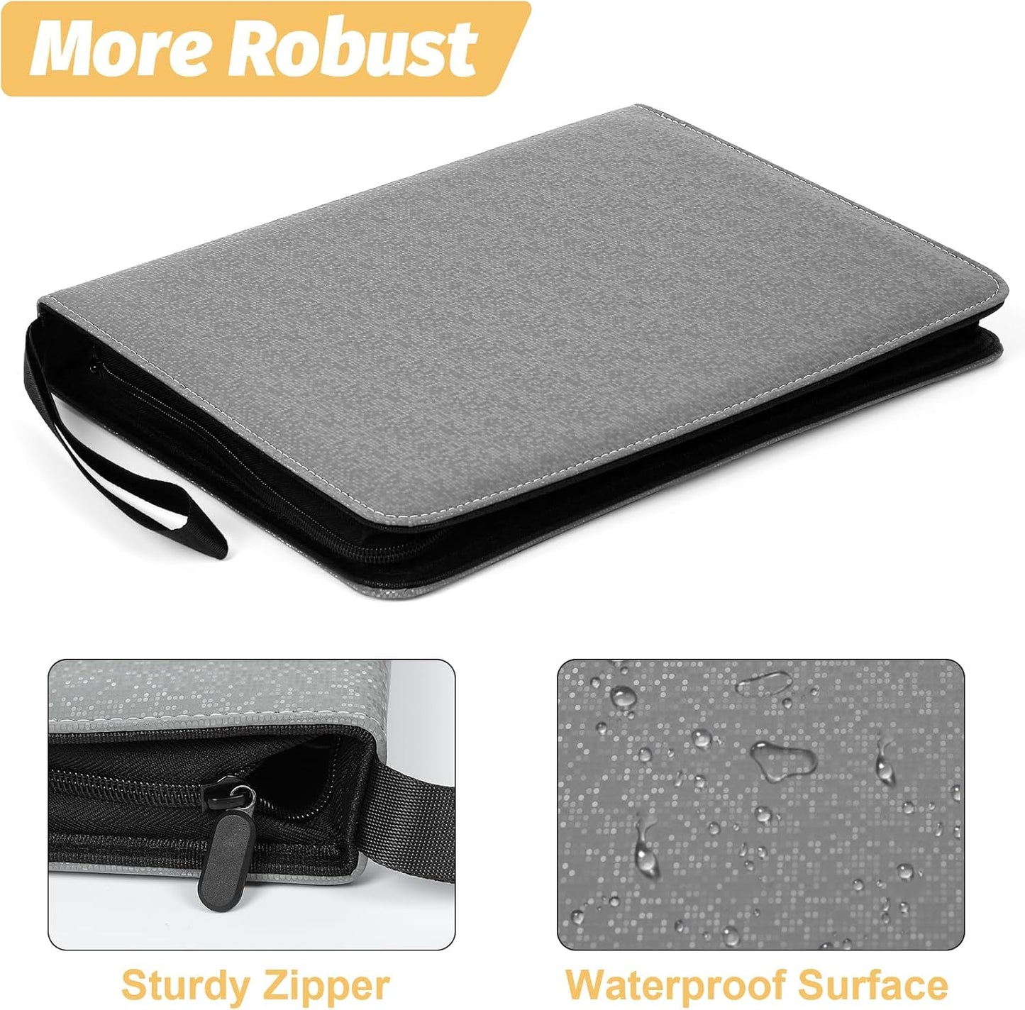 9 Pocket Card Binder, Premium Zip Trading Card Binder, 720 Double Sided Pocket PU Card Collection Binder, Collector Card Album, Card Folder for MTG, TCG, Sports Cards, Game Cards (Grey2)