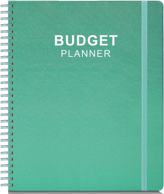Budget Planner - 8" x 9.5" Monthly Budget Book with Expense Tracker Notebook, 2023-2024 Budgeting Book and Financial Planner to Control Your Money. Large Size, PU Leather, Teal