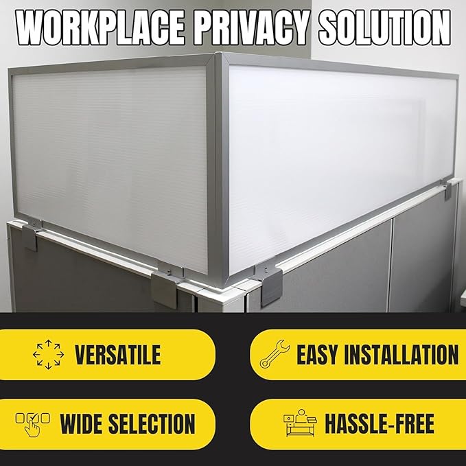 OBEX Privacy Screen & Office Panel Extender for Office Cubicles, Polycarbonate Desk Privacy Panel & Divider for Office Cubicle, 18" x 60", White