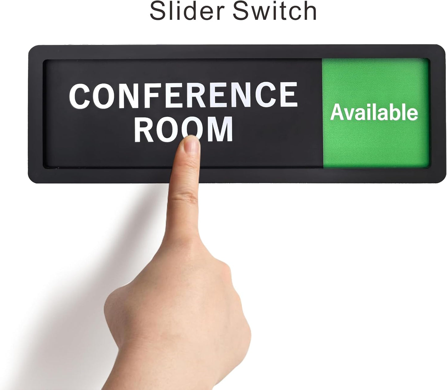 Conference Room Sign – In Use / Available Slide Switch Sign, Premium Durable Acrylic Material, Super Strong Self-Adhesive, Quick Installation, Suitable For Your Home And Business (9×3 Inches, Black)(Conference Room)